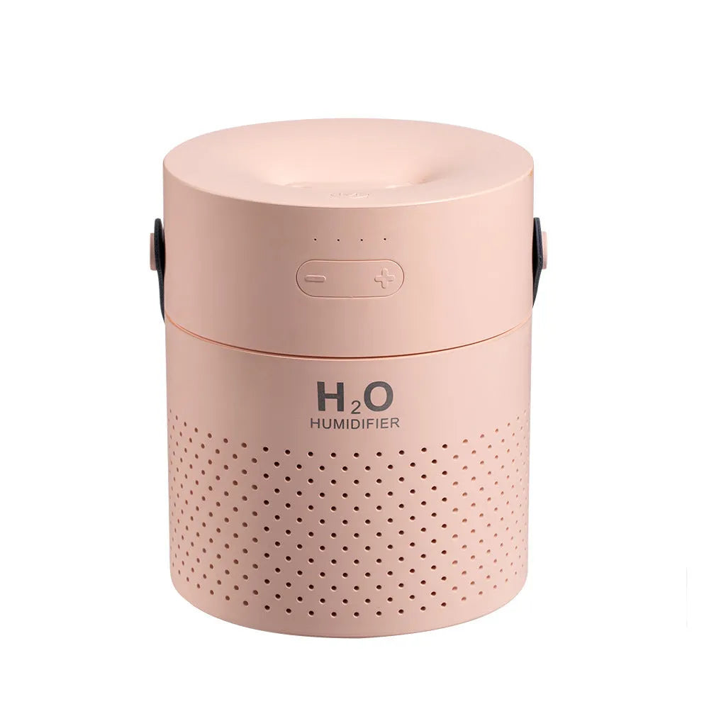 USB rechargeable portable bedroom humidifier with LED lighting in green, grey, pink or white colours
