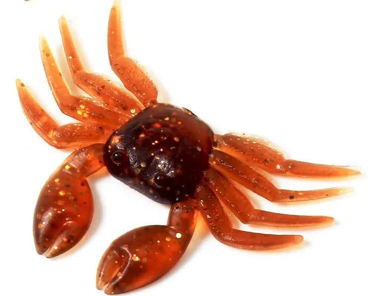 8cm PVC artificial crab fishing lure in brown and red colour options