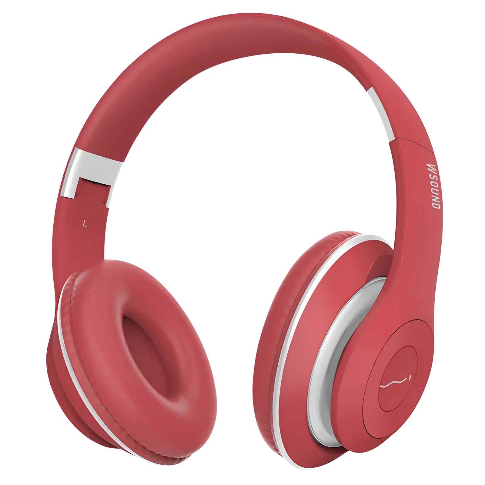 Blue and red Bluetooth wireless stereo headset with bilateral design showing both earpieces