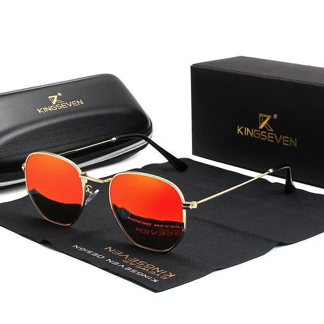 Classic round retro sunglasses for men in gun grey finish with UV400 lenses on a wooden table.