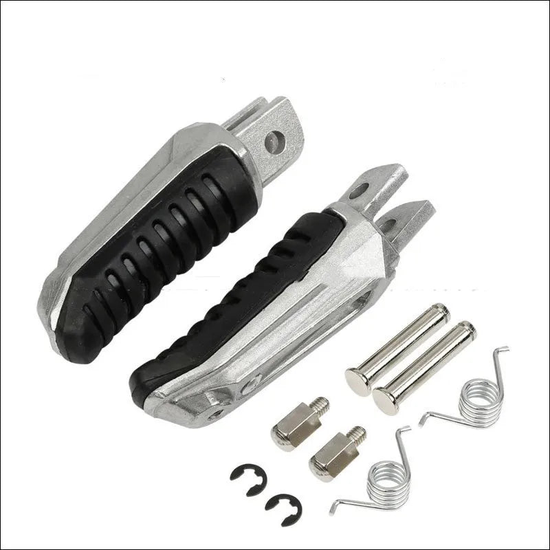 Black aluminium alloy motorcycle footpegs set for Suzuki GSX1300R Hayabusa and V-Strom models
