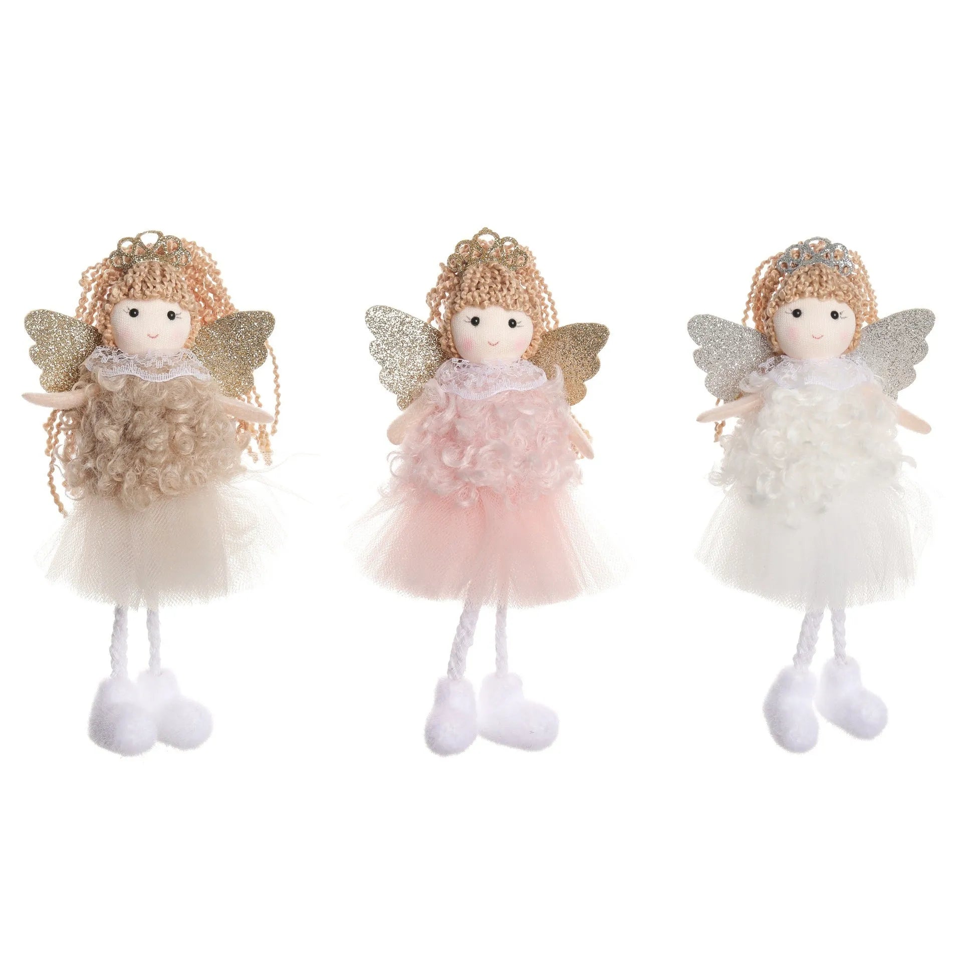 Cartoon angel fabric hair pendant clip for Christmas high ponytails on girls.