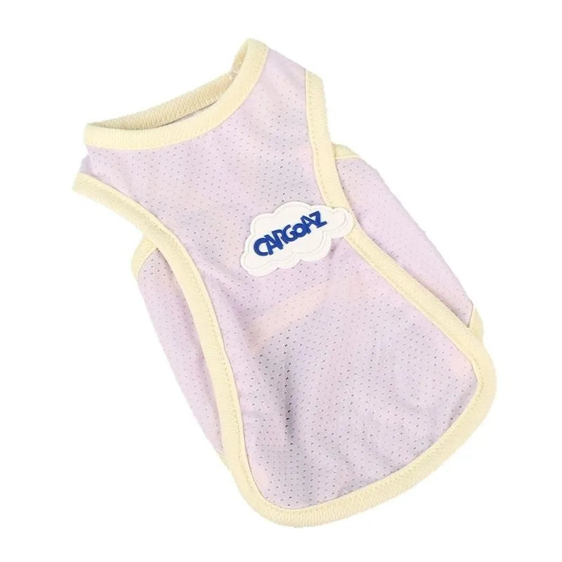 Grass green polyester vest for a cat on a white background, showing a sports-style fit.