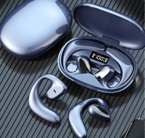 Bone conduction ear mounted Bluetooth headset in black with IPX6 waterproof rating