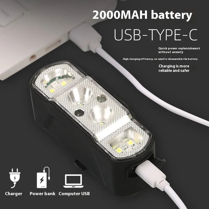 Black bicycle headlight with 350 lumen XPG-LED mounted on handlebars