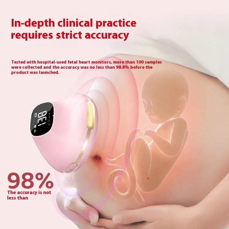 One-piece maternity home foetus ECG monitor in pink with USB charging cable for portable fetal heart rate monitoring