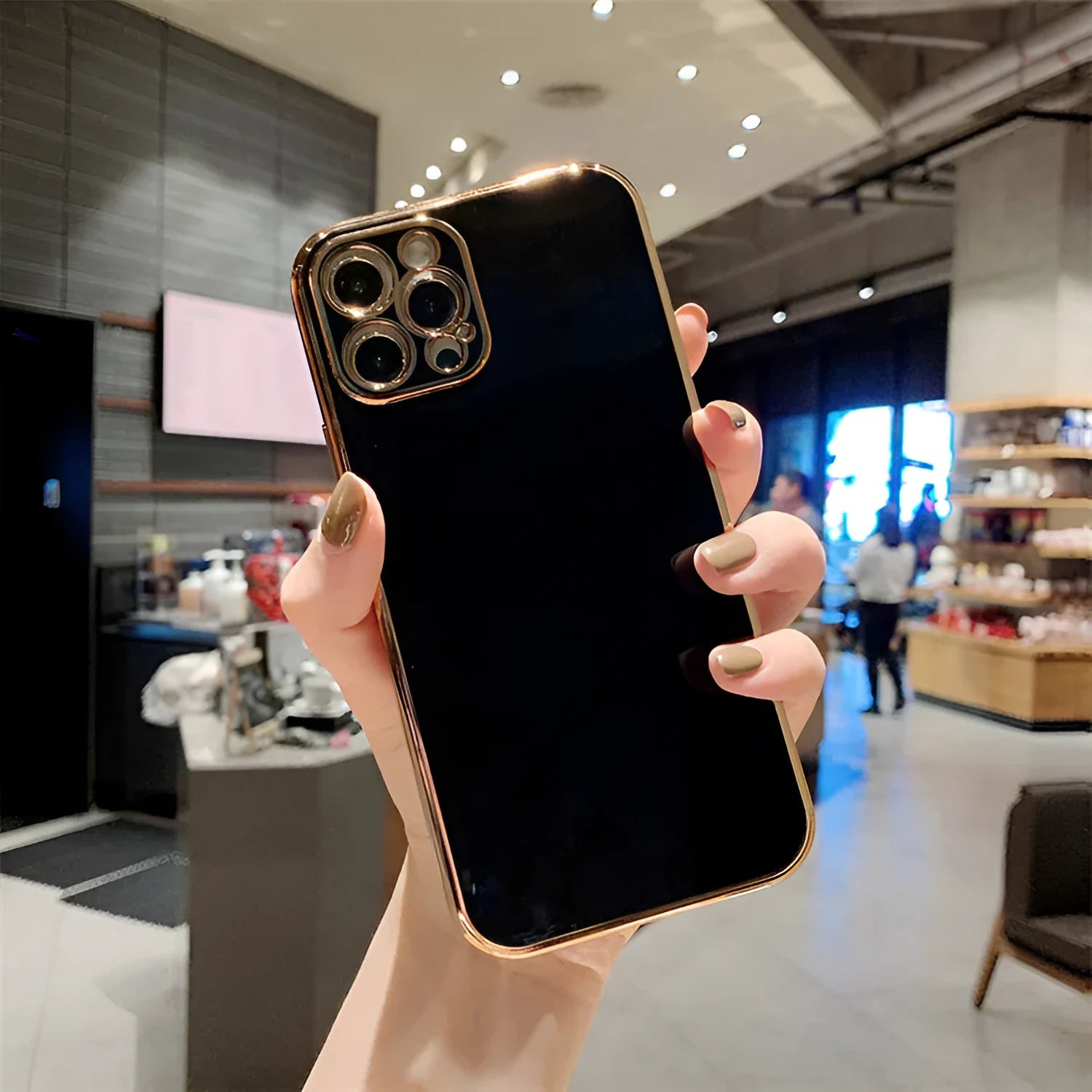 Gold plated cartoon design iPhone case with silicone stripes on TPU material for iPhone protection