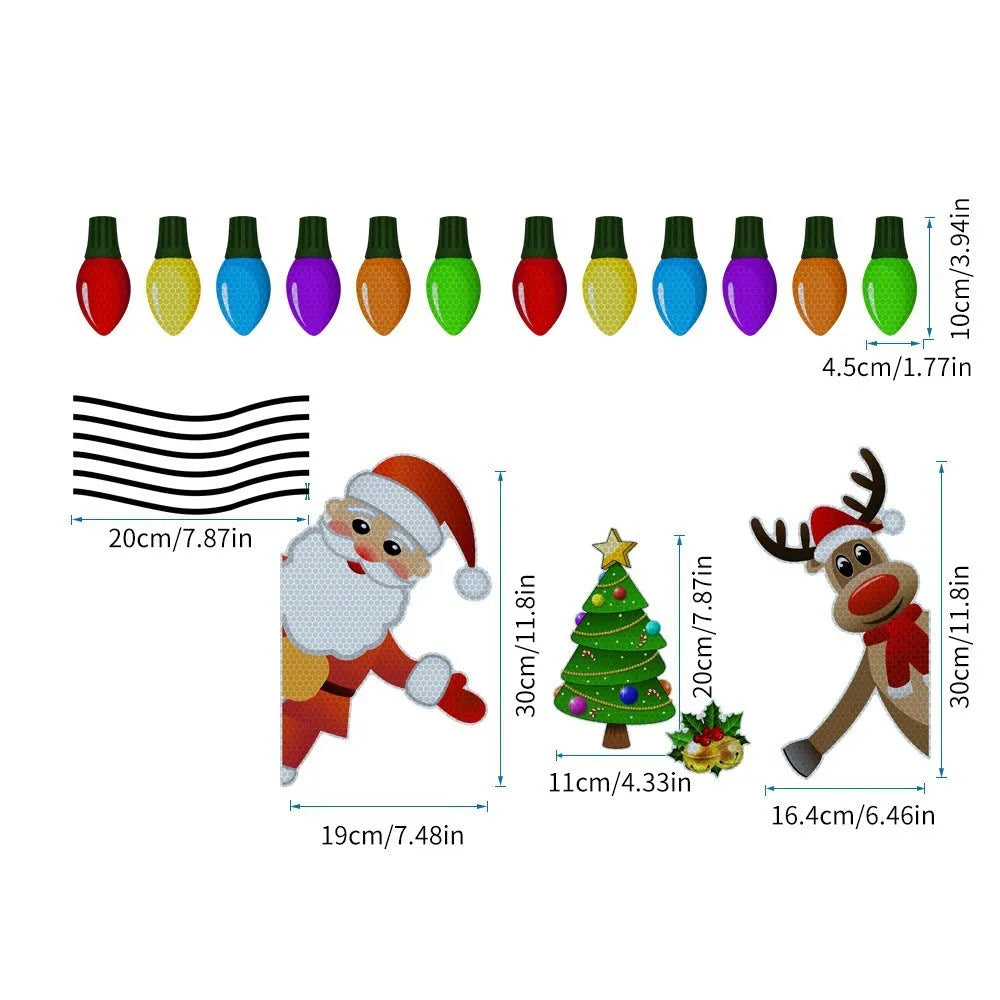Christmas elk cartoon design magnetic car sticker with reflective threads