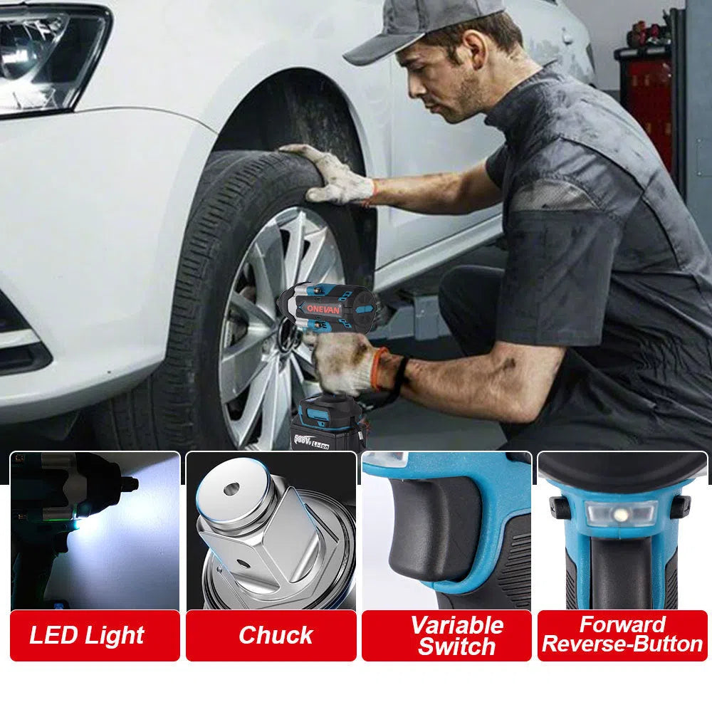 Lithium battery brushless impact wrench 1100Nm with 21V battery and charger attached