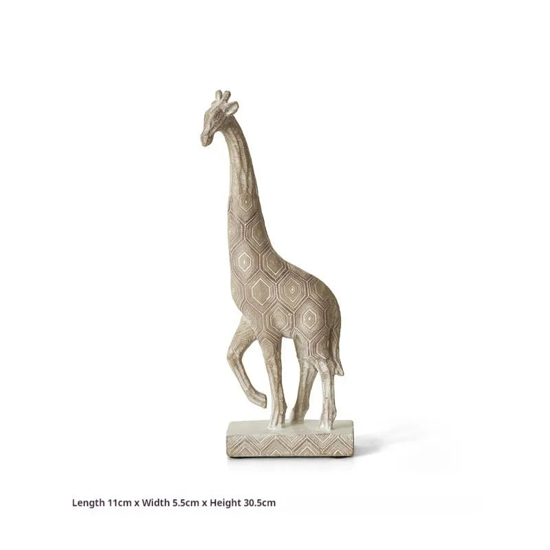 European style wood colour synthetic resin giraffe ornament for shelf display.