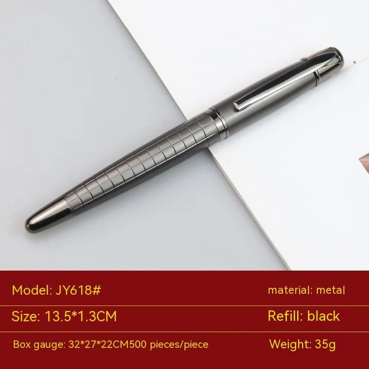 Gun grey metal rollerball pen for office use with water-based ink refills