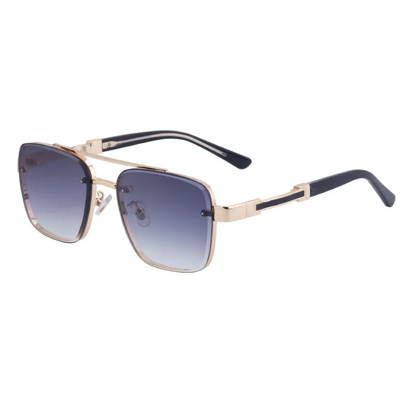 Men's vintage sunglasses with UV400 protection in gold double grey colour with PC frames