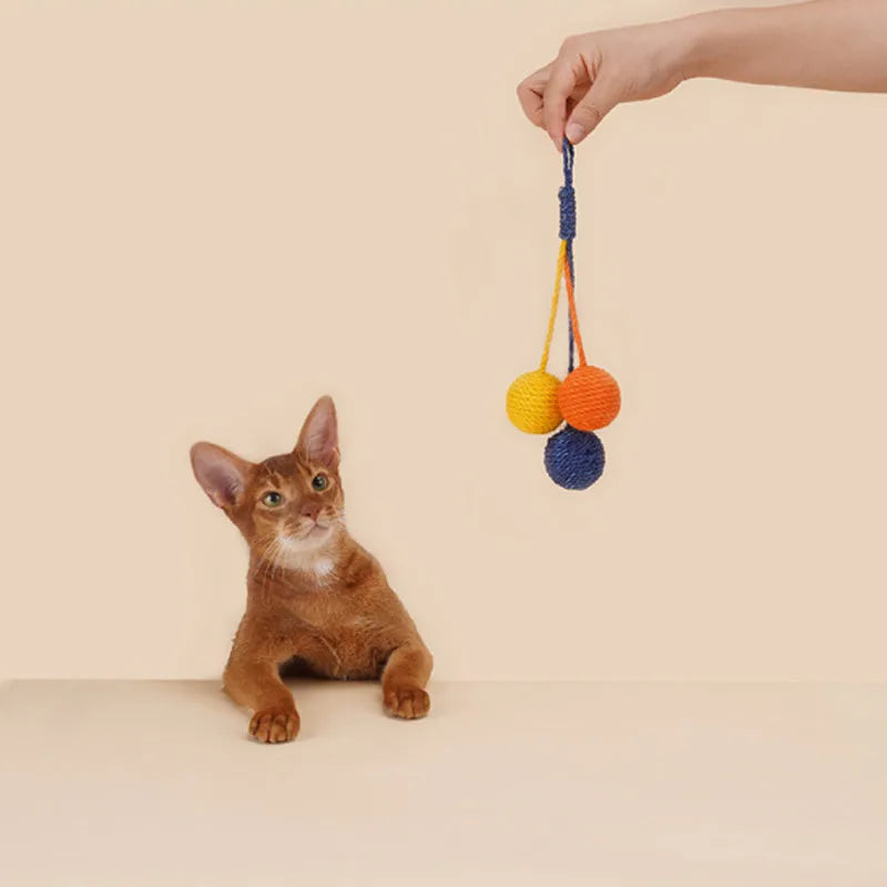 255mm cat teaser stick toy with attached catnip balls in blue, green, and multicolour options