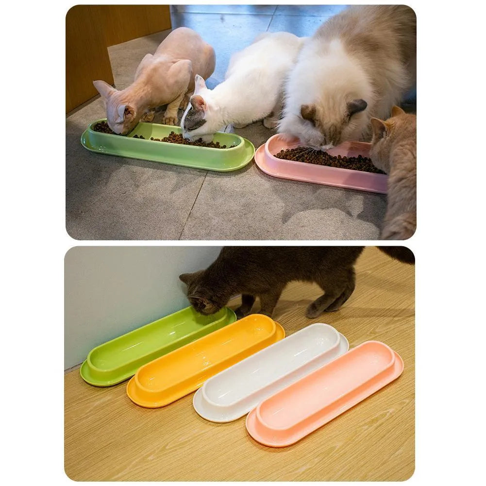 Leakproof pet bowl feeder with non-slip base in green, pink and yellow colours