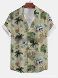 Men's casual short-sleeved printed shirt with floral pattern in loose cardigan style