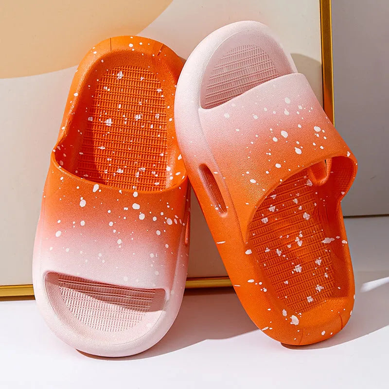 Children's gradient colour PVC summer slippers with open-toe design on non-slip sole