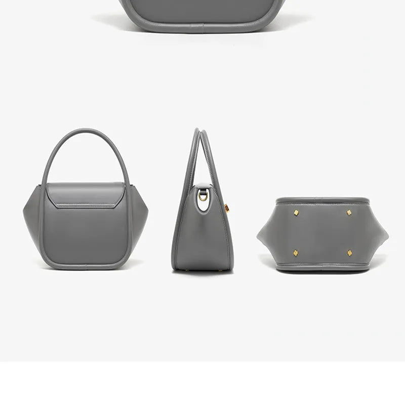 Women's cow leather wing handbag with cross-body strap and hand handles in black colour option