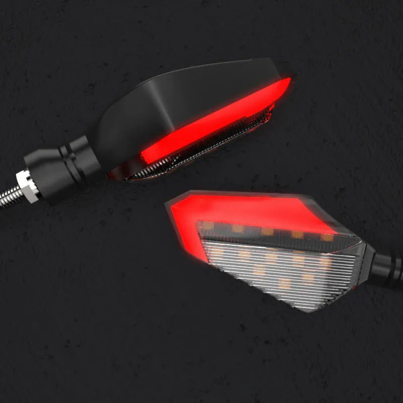 L16 Beast Spirit LED turn signal lamp for off-road motorcycle with hook-shaped daytime running light, yellow light, plastic and acrylic construction