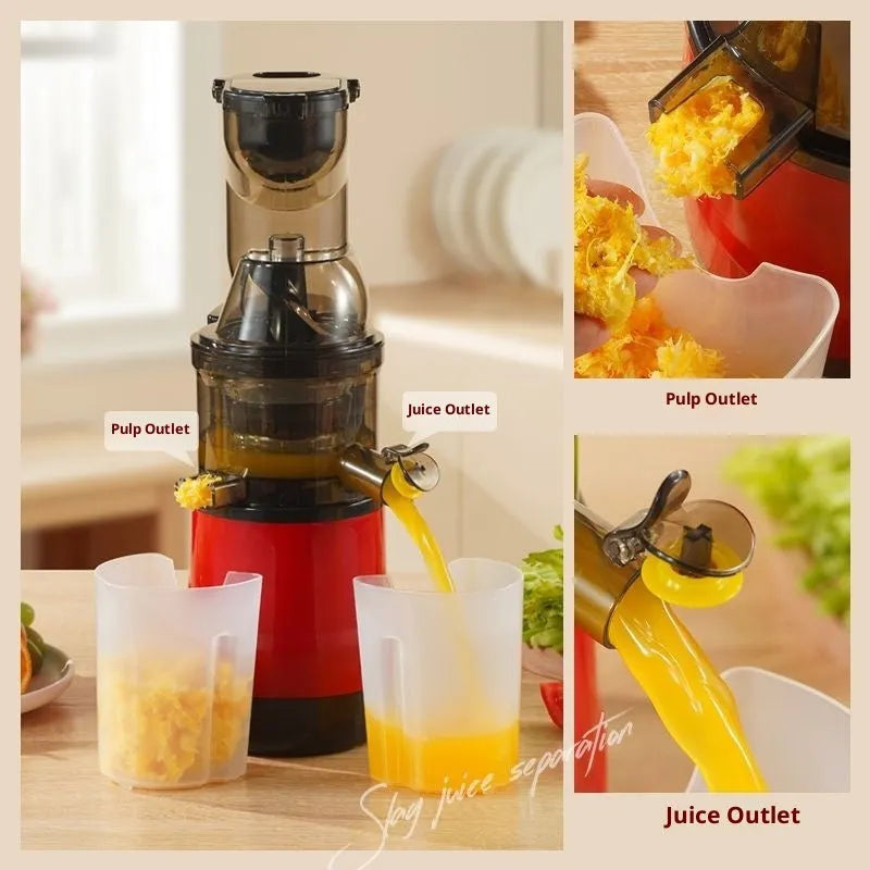 High-power household juice extractor with vertical screw rod cutter head, small caliber, and charging portable design