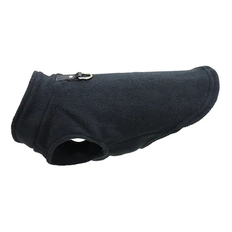 Polar fleece dog waistcoat winter coat in solid colours including red, black, blue, grey, green, purple, pink, brown