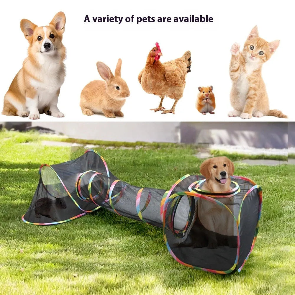 B18319 mesh model foldable cat cage showing five shape variations: square, long straight, tent, tee, and hexagonal
