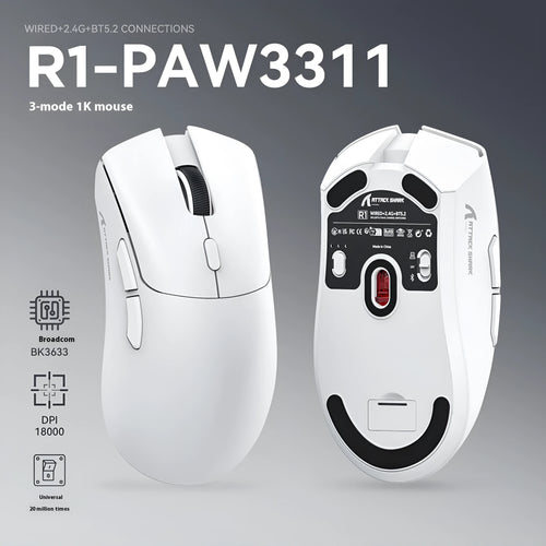 Attack Shark wireless gaming and office mouse in black with three connection modes