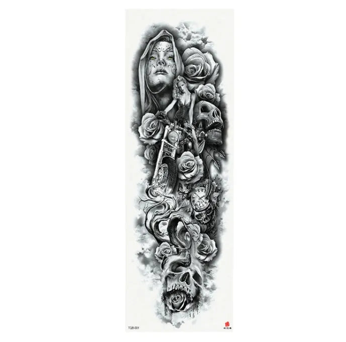 Full arm waterproof tattoo sticker 480x170mm with transfer process semi-manual production
