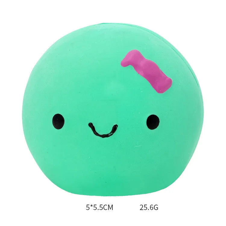 Cute four-colour egg-shaped latex dog toy with squeaker in green, orange, pink, yellow for small and medium dogs