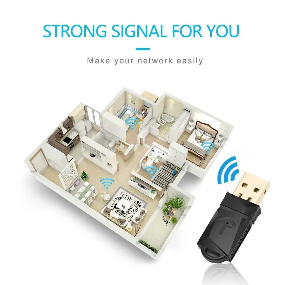 Rocketek WL3AT black USB Ethernet network card with 600Mbps speed
