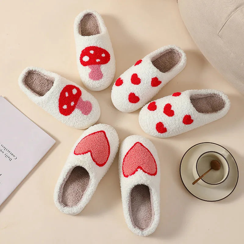 Women's plush round toe slippers with a PVC sole in Big Love colour.