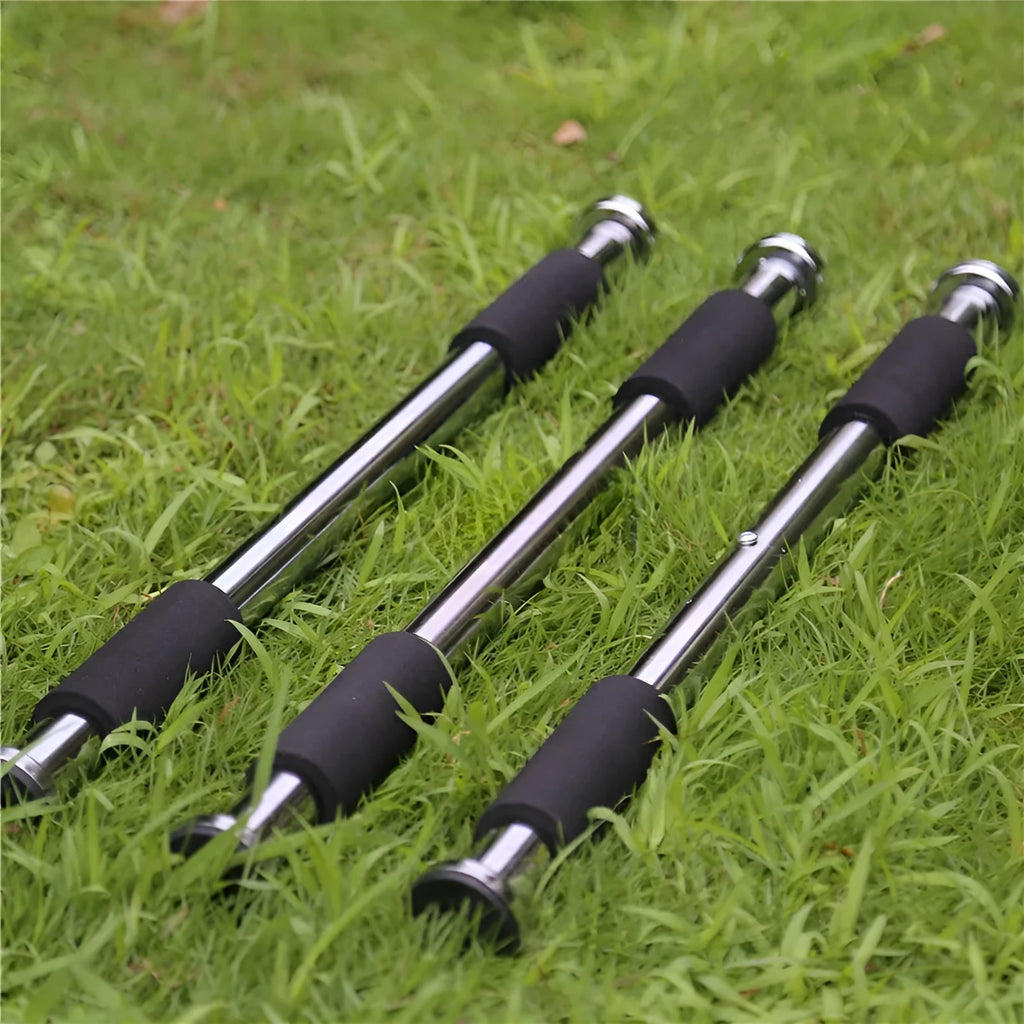 Steel adjustable length pull-up bar for door frame or wall mounting