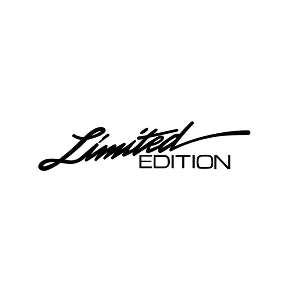A reflective plastic bumper sticker measuring 16cm by 3.8cm, shown in black, white, and multicolour options.