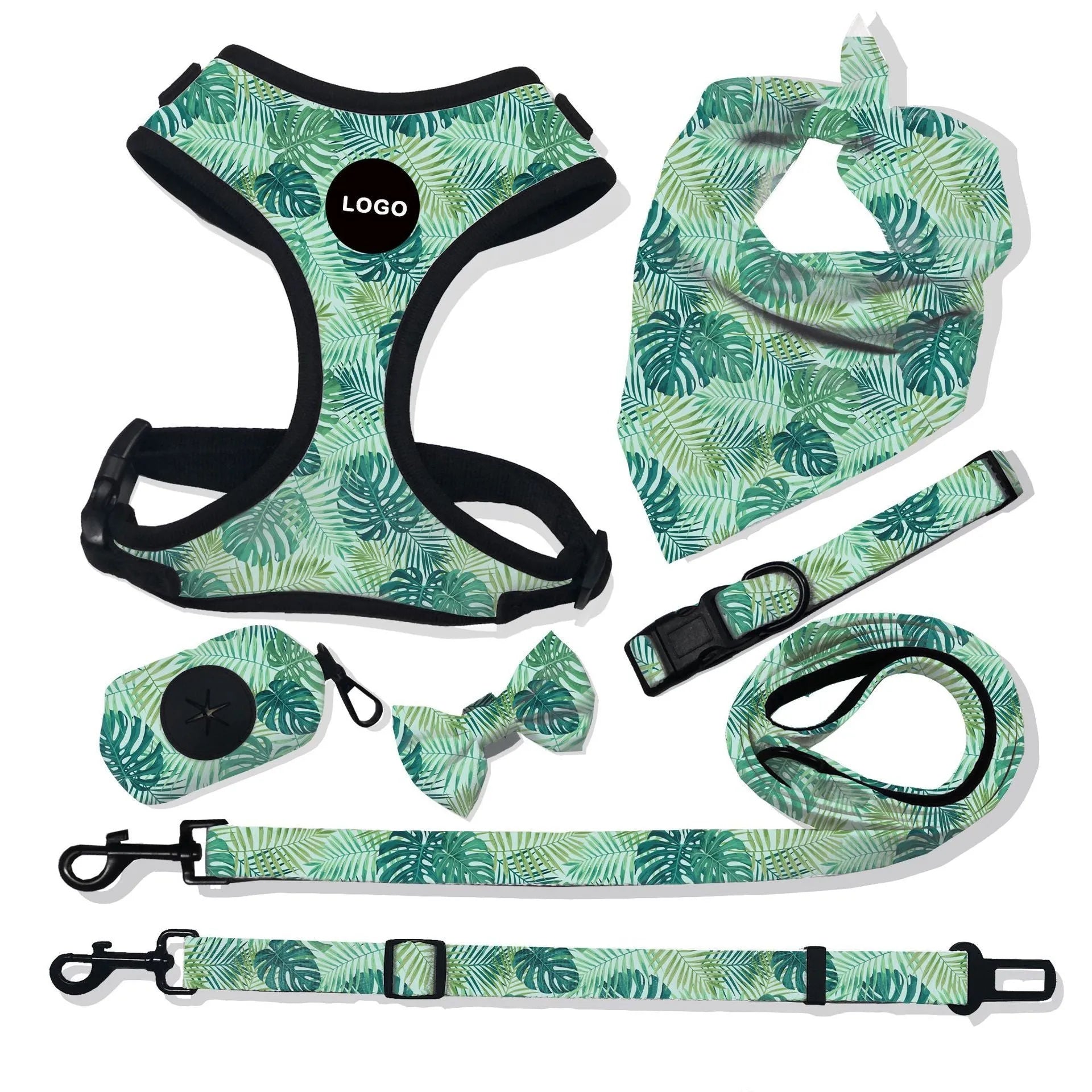 Cloth breathable dog harness leash set with traction rope in Style 1 print