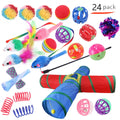 Plastic cat channel tunnel toy set showing single and double layer designs