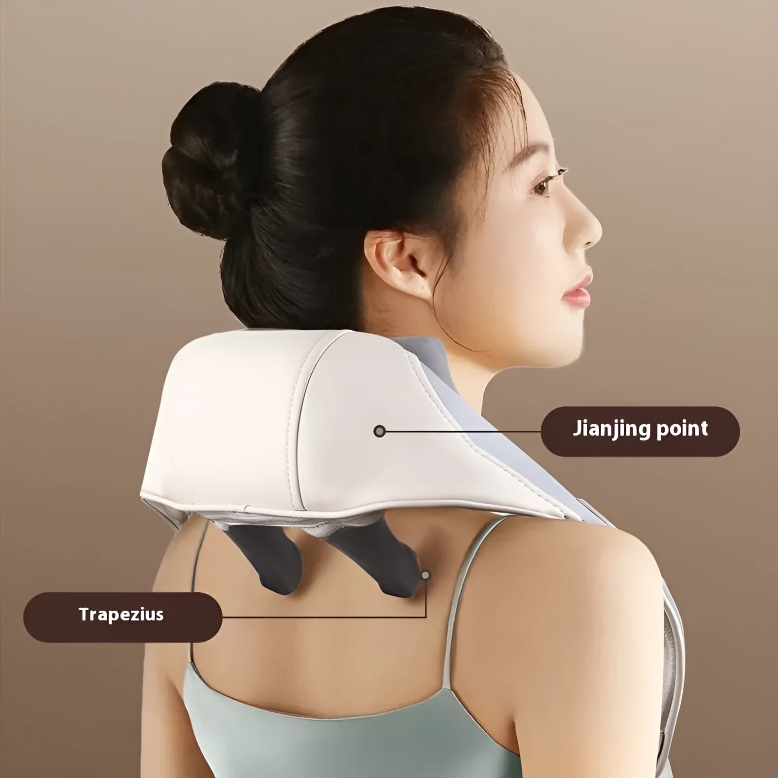 Blue foldable electric neck and back massager showing rechargeable design