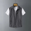 Men's slim fit rabbit fur waistcoat with an attached hood in army green colour.