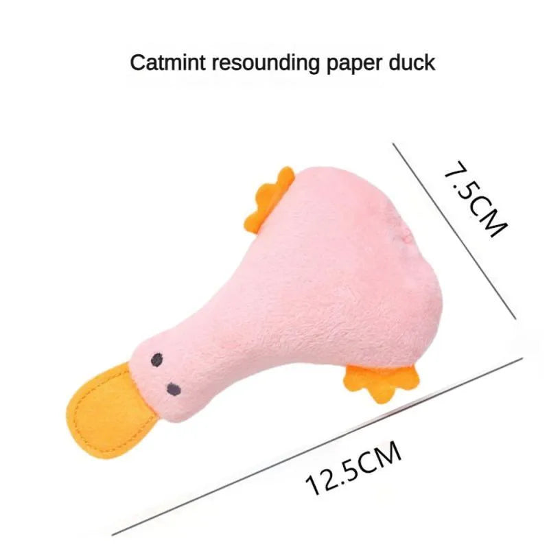 Colourful duck plush pet toy with catnip filling and sound features for dogs and cats