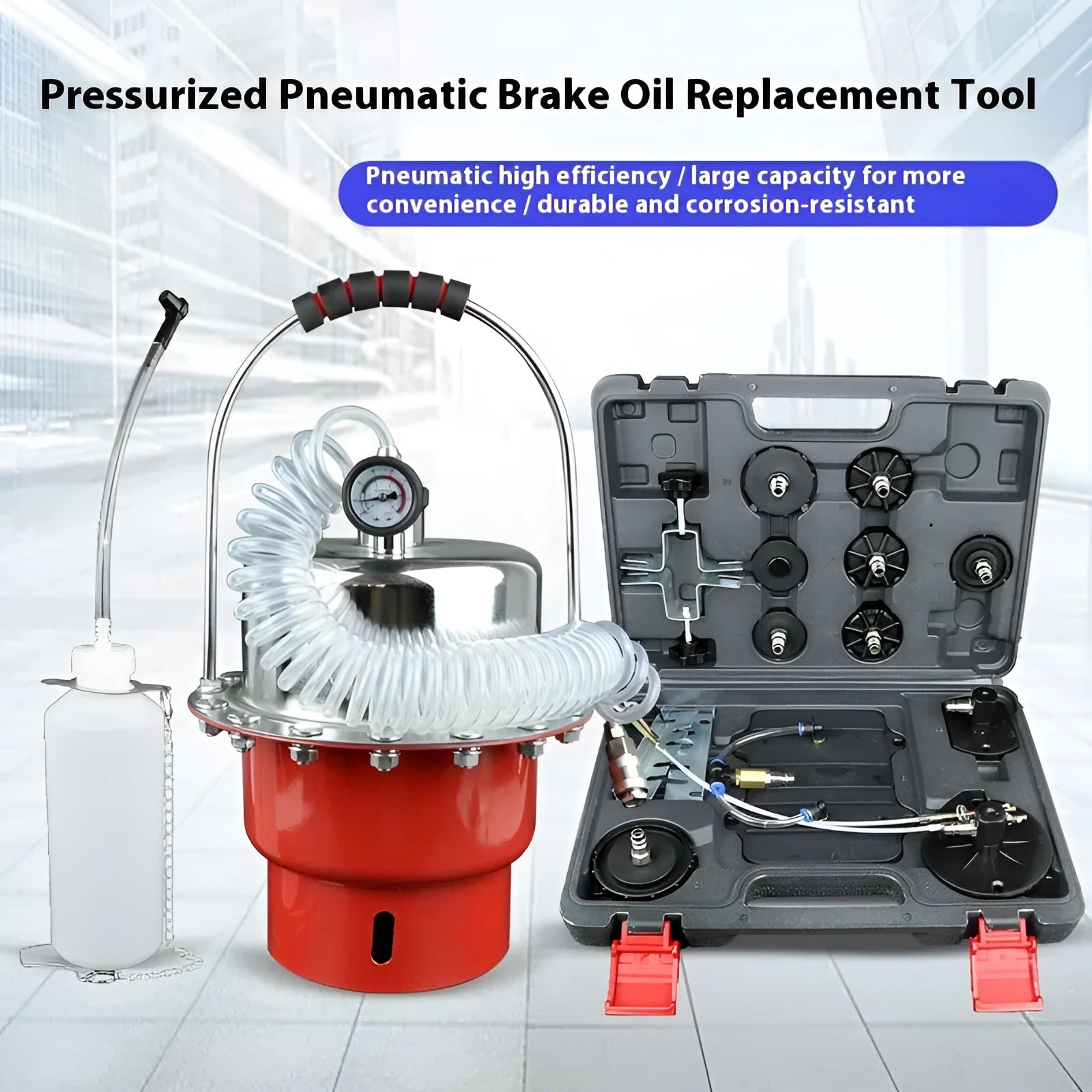 5L pneumatic brake fluid replacement machine with pressure gauge and manual regulator for automotive workshops