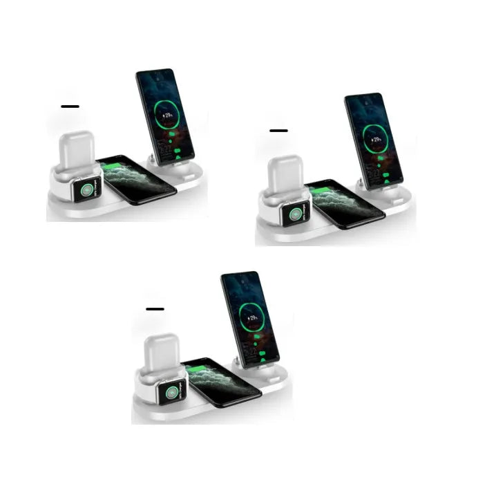 Digital LED alarm clock with night light and magnetic wireless charger in black casing