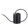 Stainless steel watering can with long spout, 2 litre capacity, in black, gold or steel finish.