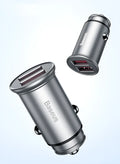 Black aluminium alloy USB car charger showing 4.8A output, next to Red and Silver versions.