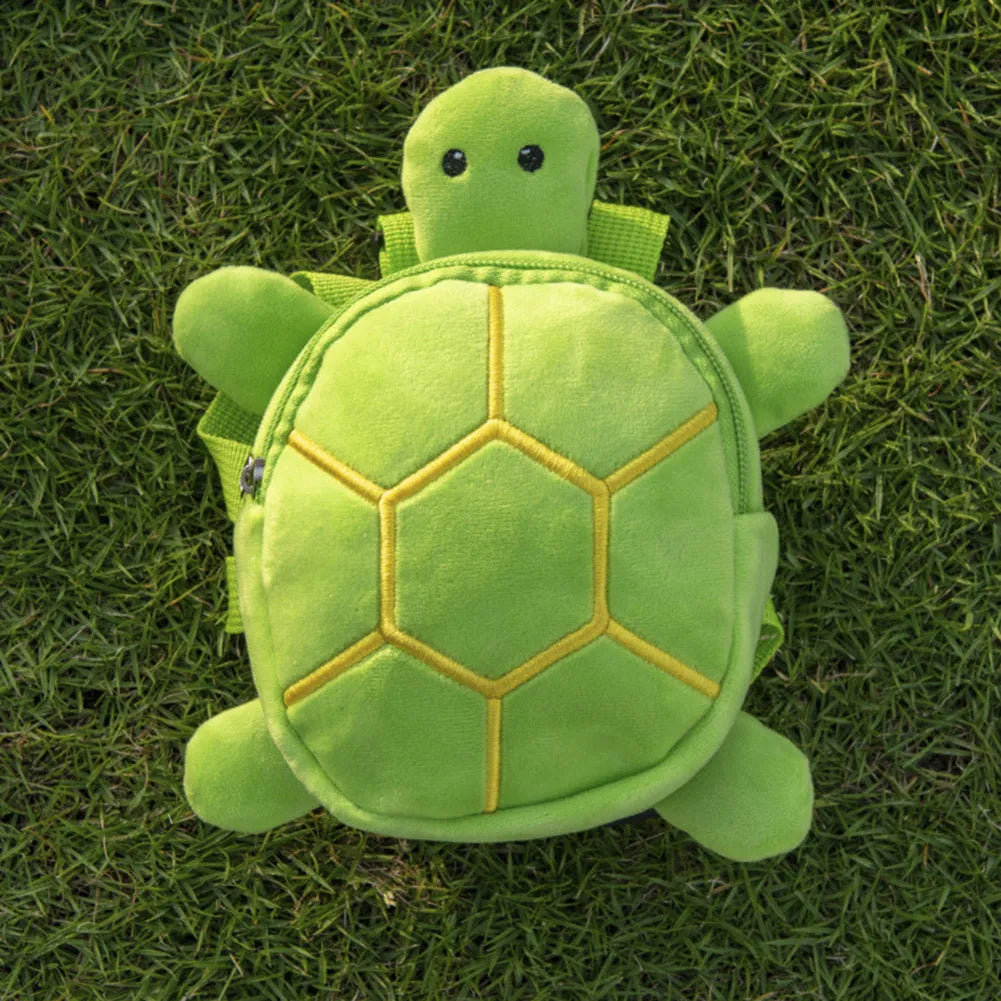 Turtle-shaped velvet pet backpack harness for small dogs and cats with metal zipper closure