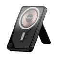 Magnetic power bank with transparent bracket and built-in cable in Mysterious Black, alloy shell