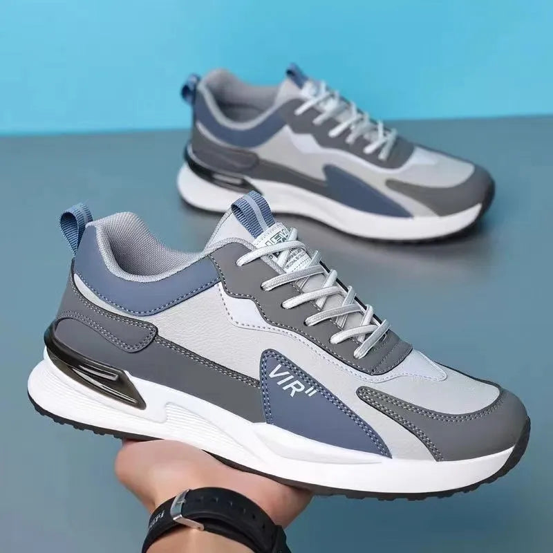 Men's colour block mesh sneakers with lace-up design and round toe