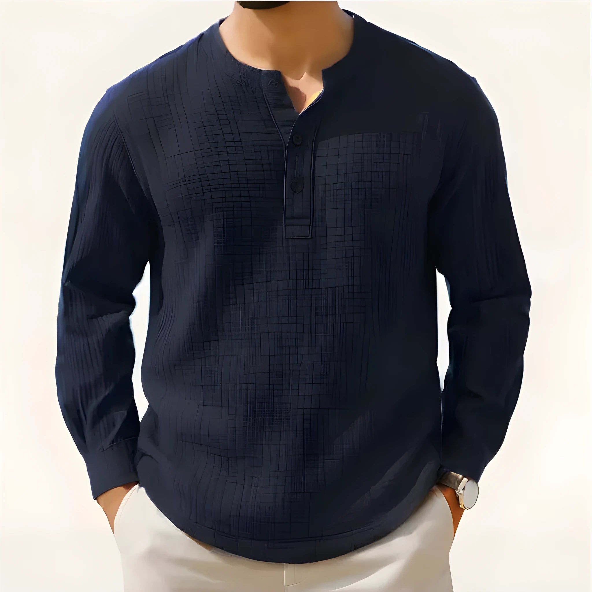 Men's slim fit long sleeve linen blend shirt with 3/4 sleeves in multiple colour options
