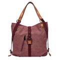Canvas handbag with anti-theft device, woven detail, soft handle and curved shoulder strap in horizontal square shape