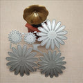 Silver high carbon steel flower combination cutting die mould measuring 12.5 by 13 cm