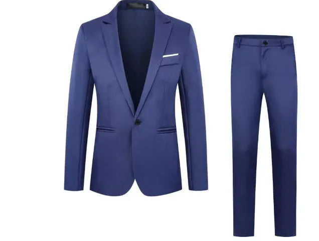 Men's loose-fit wedding suit jacket in various colours including black, blue, grey, and wine red.