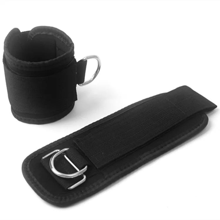 Black Taekwondo leg training pull rope set with handles and resistance band