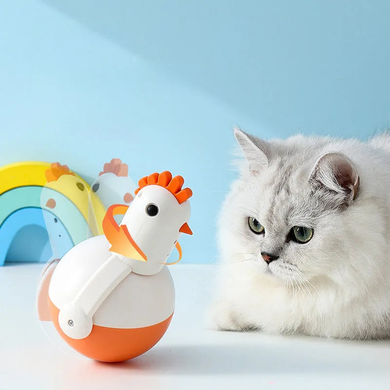 Green or orange chicken-shaped electric cat toy with automatic motion and laser light.